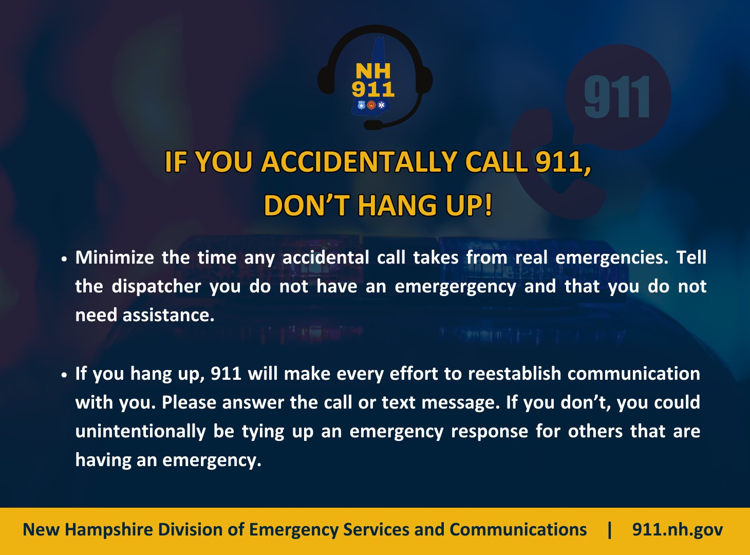 New Hampshire 911 on X: &ldquo;Every time the phone rings at #NH911, we 