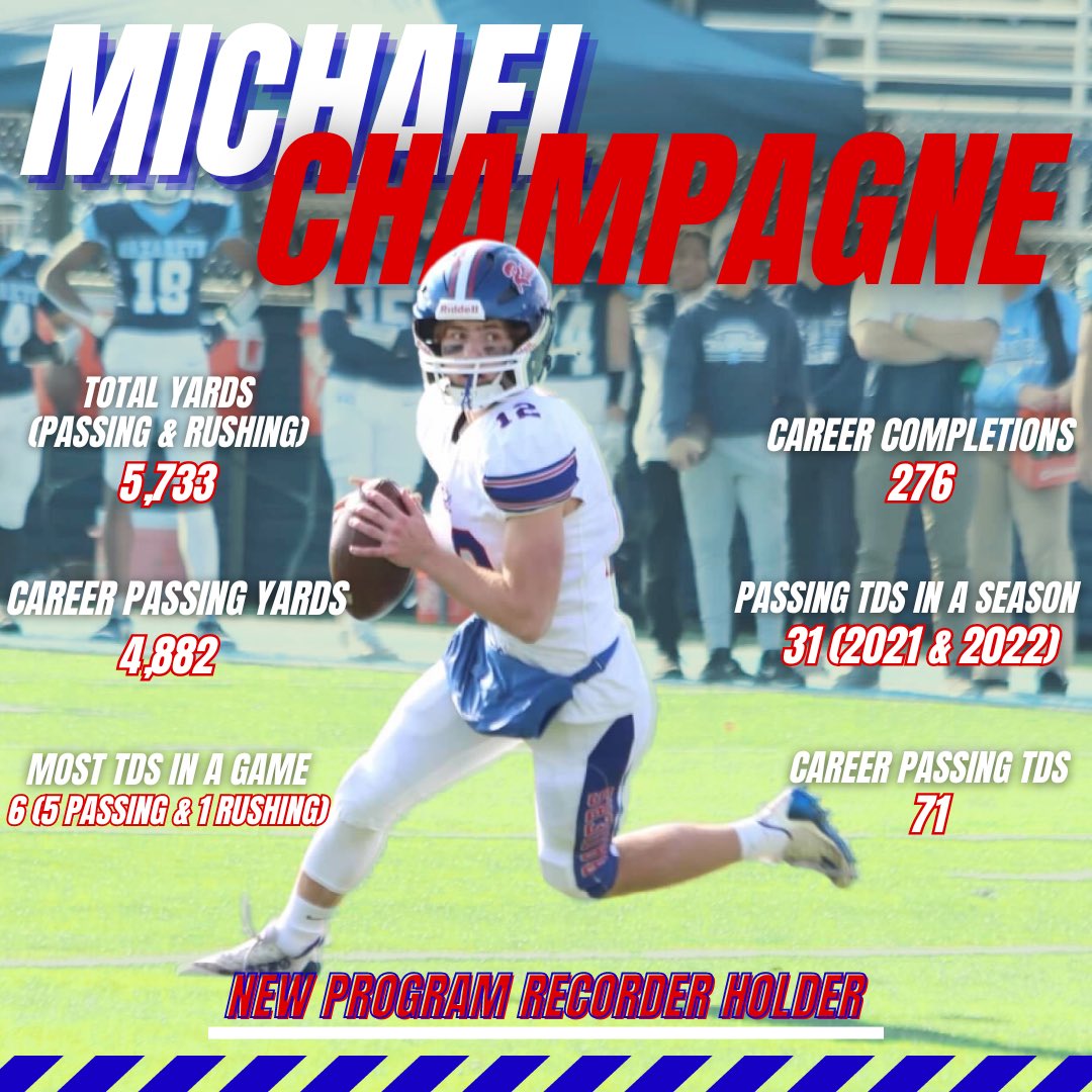 Congrats to <a href="/MichaelChampsQB/">Michael Champagne</a>  for having a great (recording setting) career at <a href="/GBSraiders/">Glenbard South</a> <a href="/gbsathletics/">Glenbard South Athletics</a> <a href="/EDGYTIM/">Timothy “EDGYTIM” OHalloran</a>