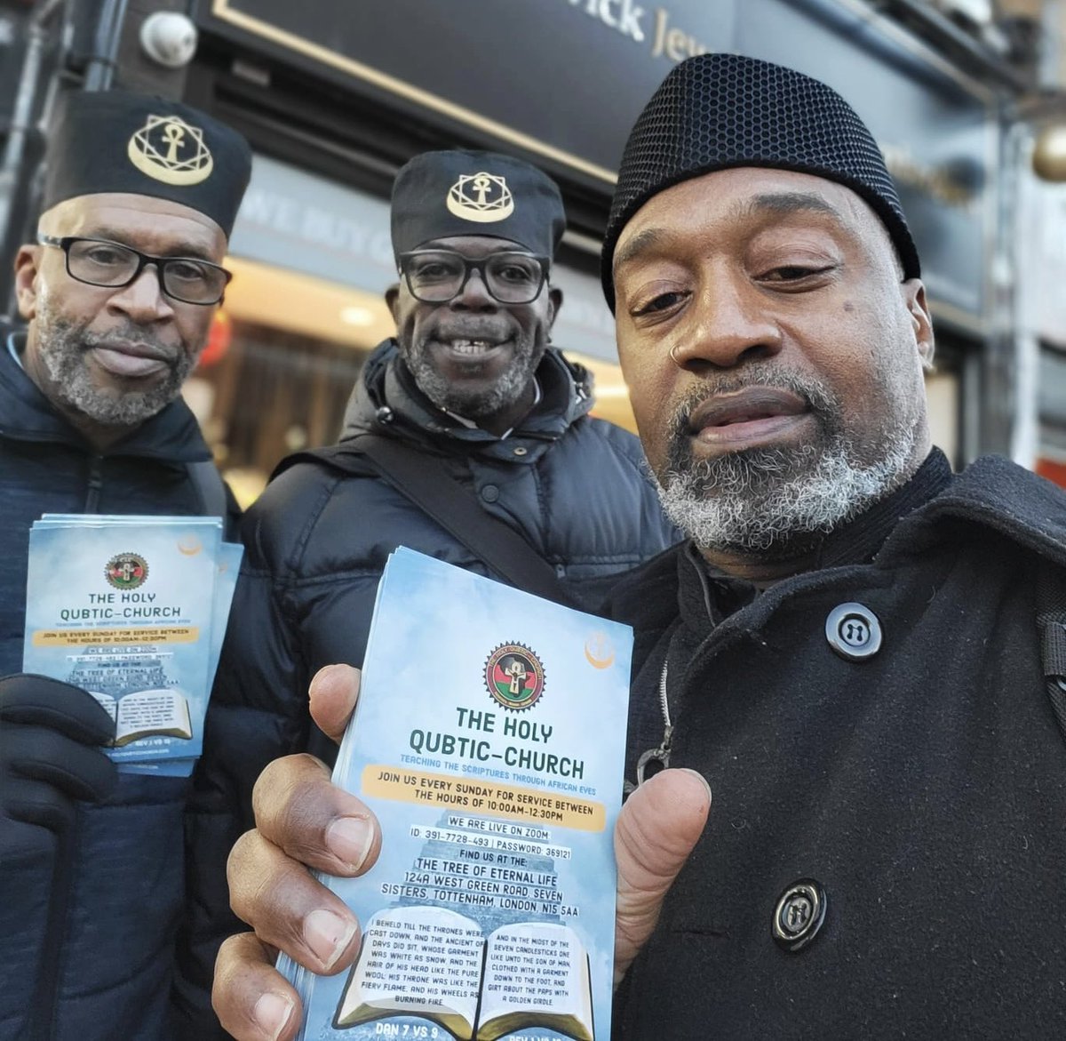 Qubtic_ChurchUK's tweet photo. #Atonist brothers Terrence Reid, Charles Hylton and Rohan Murdock propagating #atonism on the streets of Wood Green #haringey . 

Come and join us

#AtonismRising #atonistmen #atonists https://t.co/TCiotemCG1