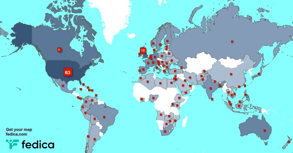 I have 2 new followers from USA 🇺🇸, and more last week. See fedica.com/!garrettband