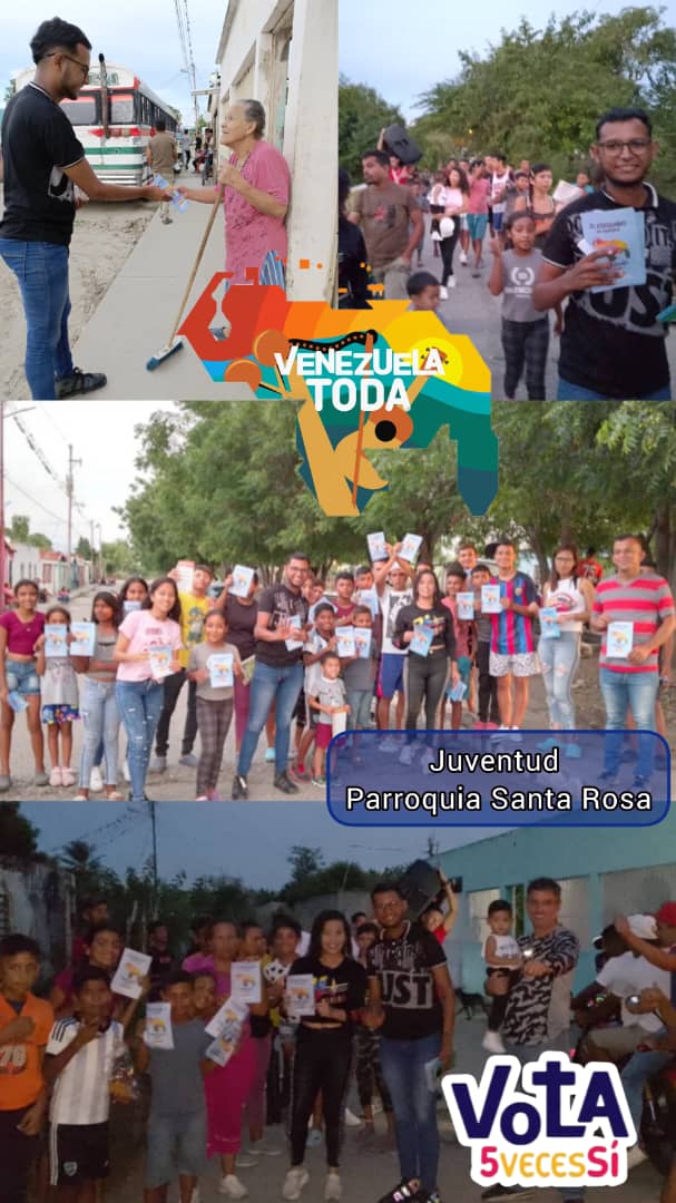 La juventud de la Parroquia Santa Rosa salió en despliegue por las calles de la UBCH Chorobobo, en un casa a casa lleno de esa alegría y emoción que nos caracteriza, informando a los habitantes sobre la importancia del Territorio Esequibo y del referéndum consultivo.