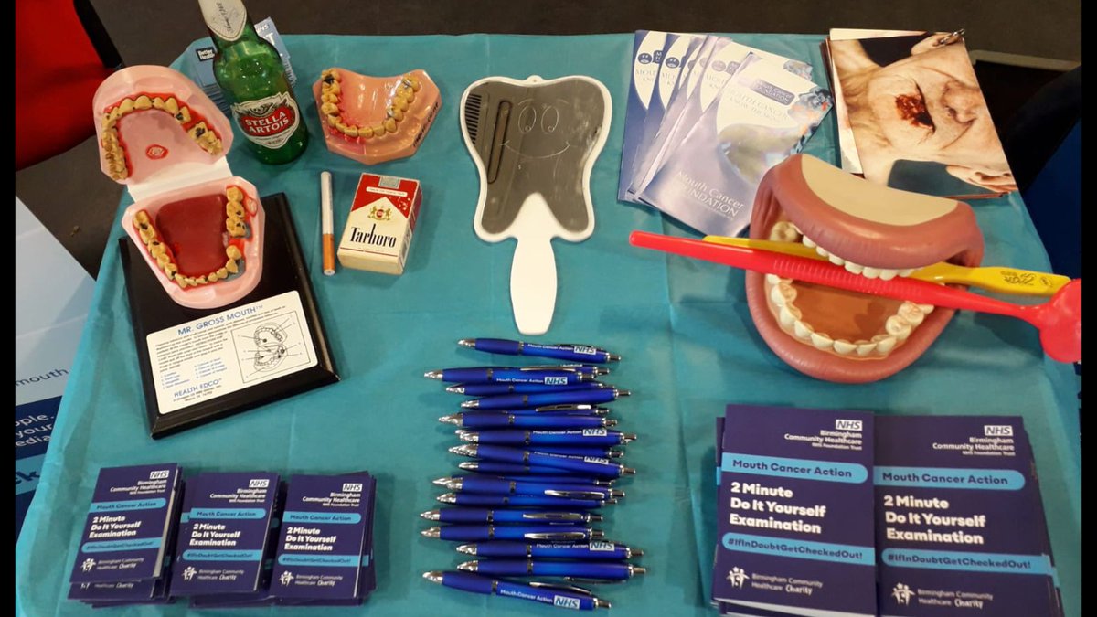 BchcDental's tweet photo. Well done to our CDS colleagues on the first of our Mouth Cancer Awareness Events at Attwood Green HC. @TnaG @Dave_dentist @KSRLWafer @LindaPritc44585 @bhamcommunity @MouthCancerMCF #TeamDental #MouthCancerAction #IfInDoubtGetCheckedOut https://t.co/tBuA5ttGTQ
