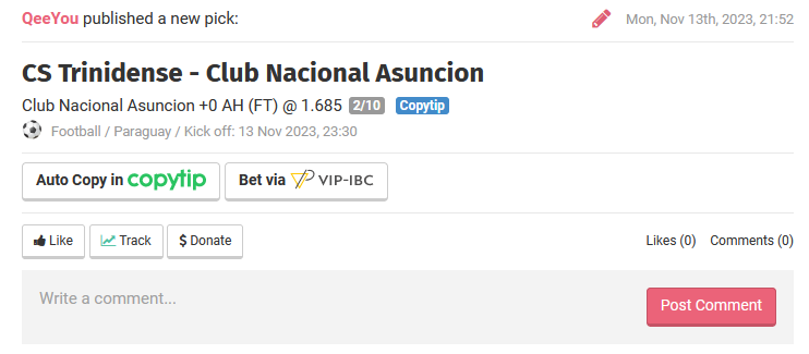 QeeYouBet's tweet photo. Paraguay Division 1🇵🇾

⚽️CS Trinidense - Club Nacional Asuncion

Pick : Nacional DNB (Remboursé si match N)

Mise : 1%

Trinidense déjà qualifié pour la Libertadores.
Match important du côté de Nacional pour la Copa Libertadores.

Dispo en arjel
Un maximum de #RT🔁#FAV ❤️pour soutenir et si vous suivez.
Si vous voulez des côtes meilleures : https://t.co/AKm01BijLQ

#TeamParieur