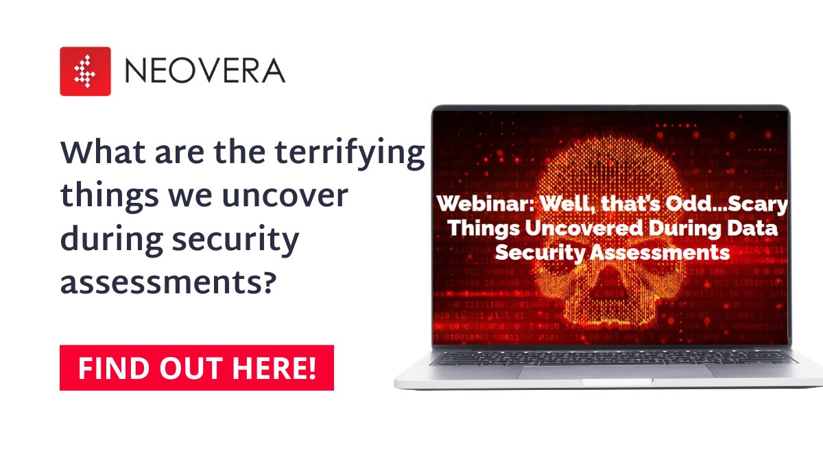 Neovera's tweet image. What’s hiding in your data security?
This webinar shares some of the scariest things we’ve uncovered during security assessments.
Watch it here!
hubs.la/Q0275bl60
#Cybersecurity #IdentityAccessManagement #CustomerDataProtection #Neovera #SecuritySolutiona