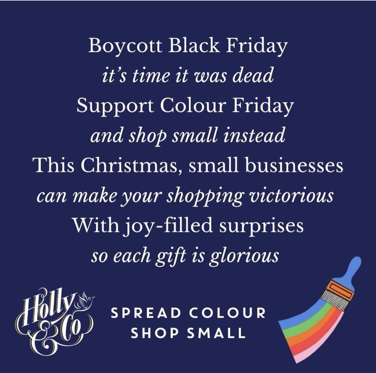 Save the date! Friday 24th November. We are delighted to be supporting Colour Friday again this year 🌈⭐️ #colourfriday #boycottblackfriday