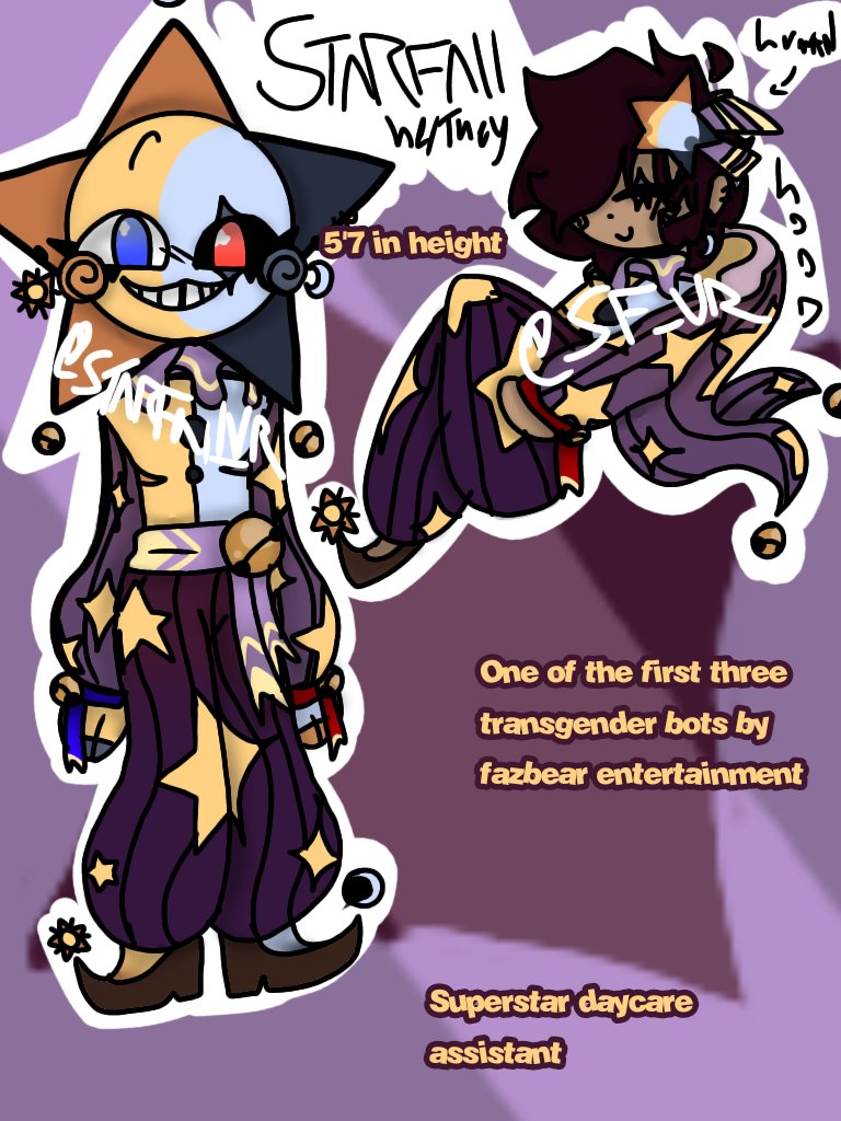 _InkyyStar_'s tweet photo. Starfall! This is my main oc for fnaf. 

#daycareattendant #DCAoc #fnafoc #Starfall_VR https://t.co/R8elRXRAA7