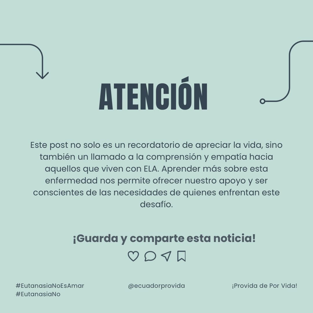 🔴 Conoce un poco más sobre ELA (esclerosis lateral amiotrófica) y cómo sobrellevarla.. 

#EutanasiaNoEsAmar #EutanasiaNo
#EutanasiaNoEsLaSolución