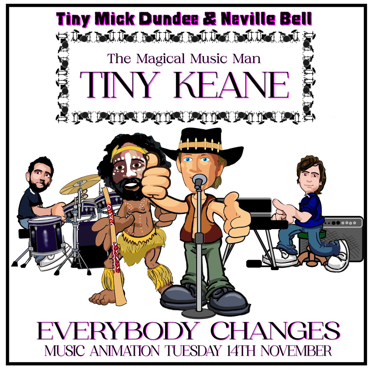 MagicalMusicMan's tweet photo. Arriving tomorrow #musicanimation #tinykeane #everybodychanges featuring #tinyMickDundee & #tinyNevilleBell #crocodiledundee @keaneofficial
@tomchaplin @Richard_H #TimriceOxley #paulhogan
#DavidGulpilil #art #music #peace #humanity #childrensmentalhealthmatters
@corrine_G42 @FondantMoose @MarkTob80459207
@RealPamster @oldmenwguitars