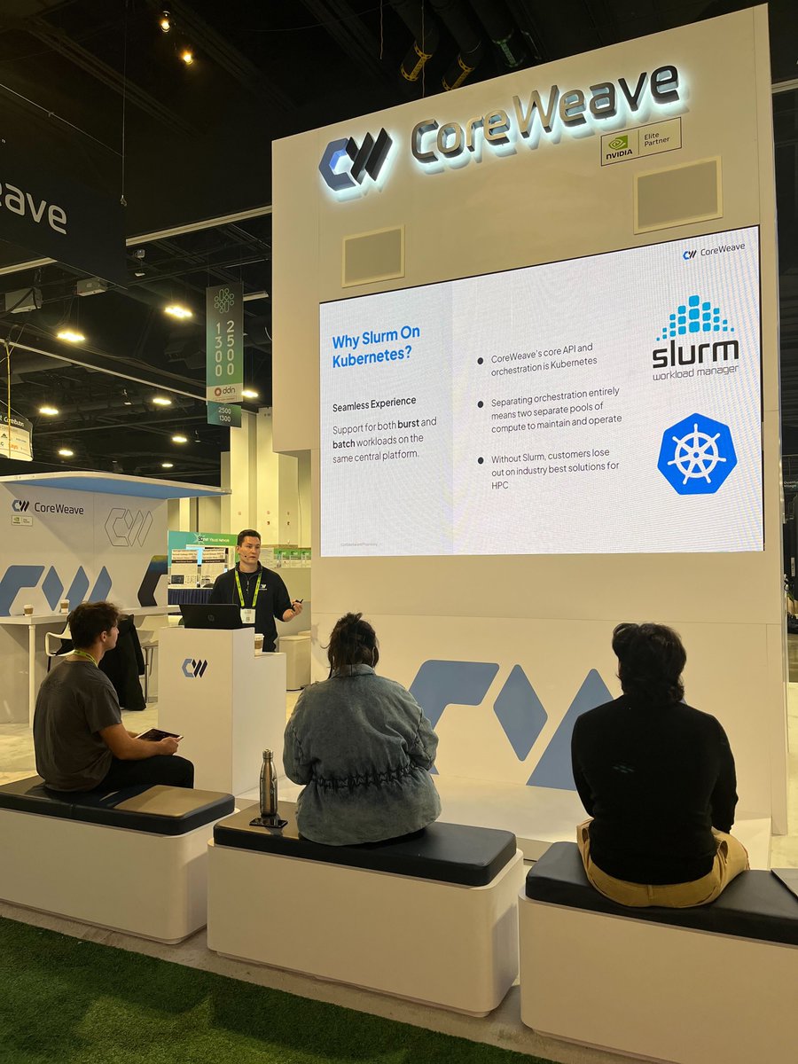 CoreWeave's tweet image. Our booth is all set up at #SC23! Stay tuned for speaker schedules for Tuesday-Thursday. It&apos;s gonna be a busy week at Booth 1373‼️ @Supercomputing
#CWatSC23 #Slurm #Kubernetes