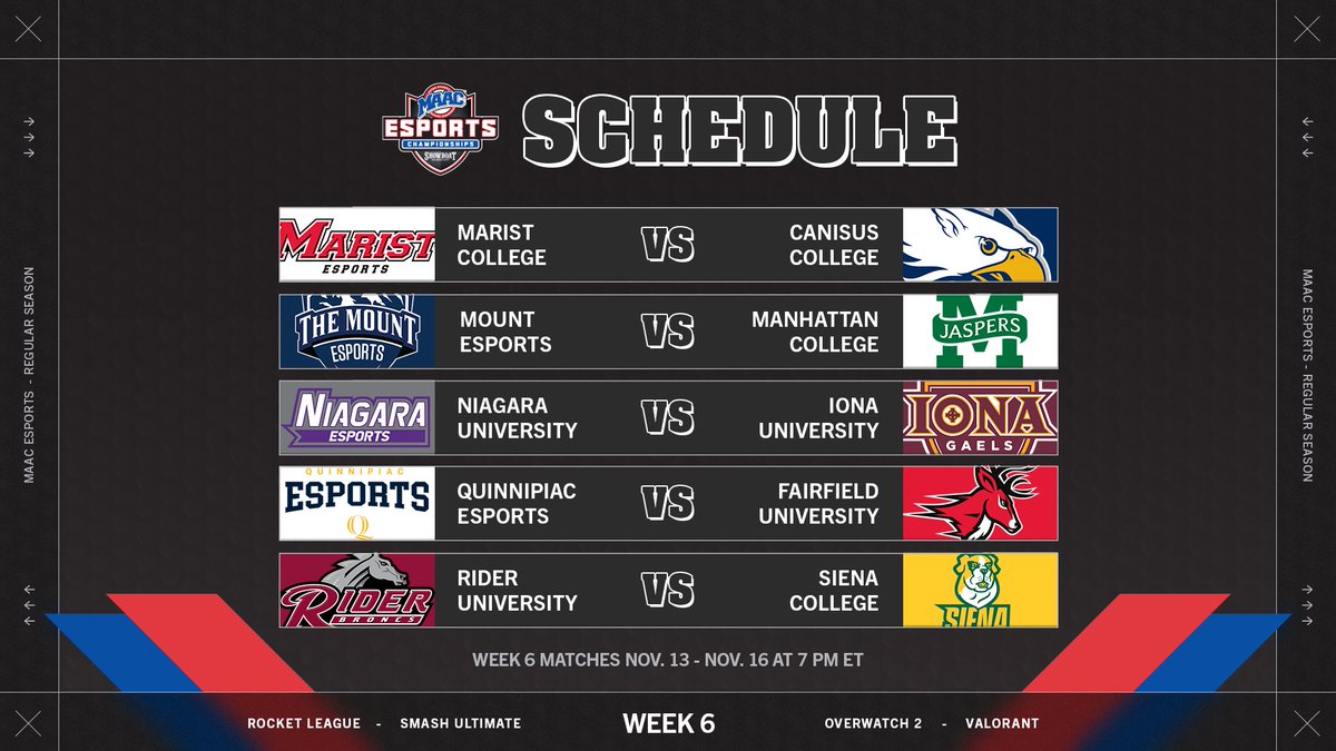 What's streaming this week? 👀 

Week 6 comin' at ya !

#MAACEsports