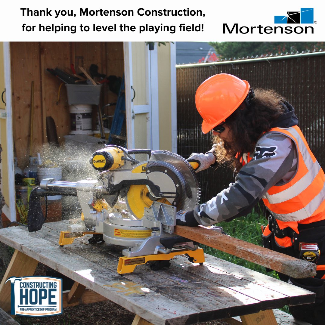 We want to thank @MAMortensonCo Company Foundation for their generous donation towards Constructing Hope’s efforts to #LevelingthePlayingField in the construction industry!