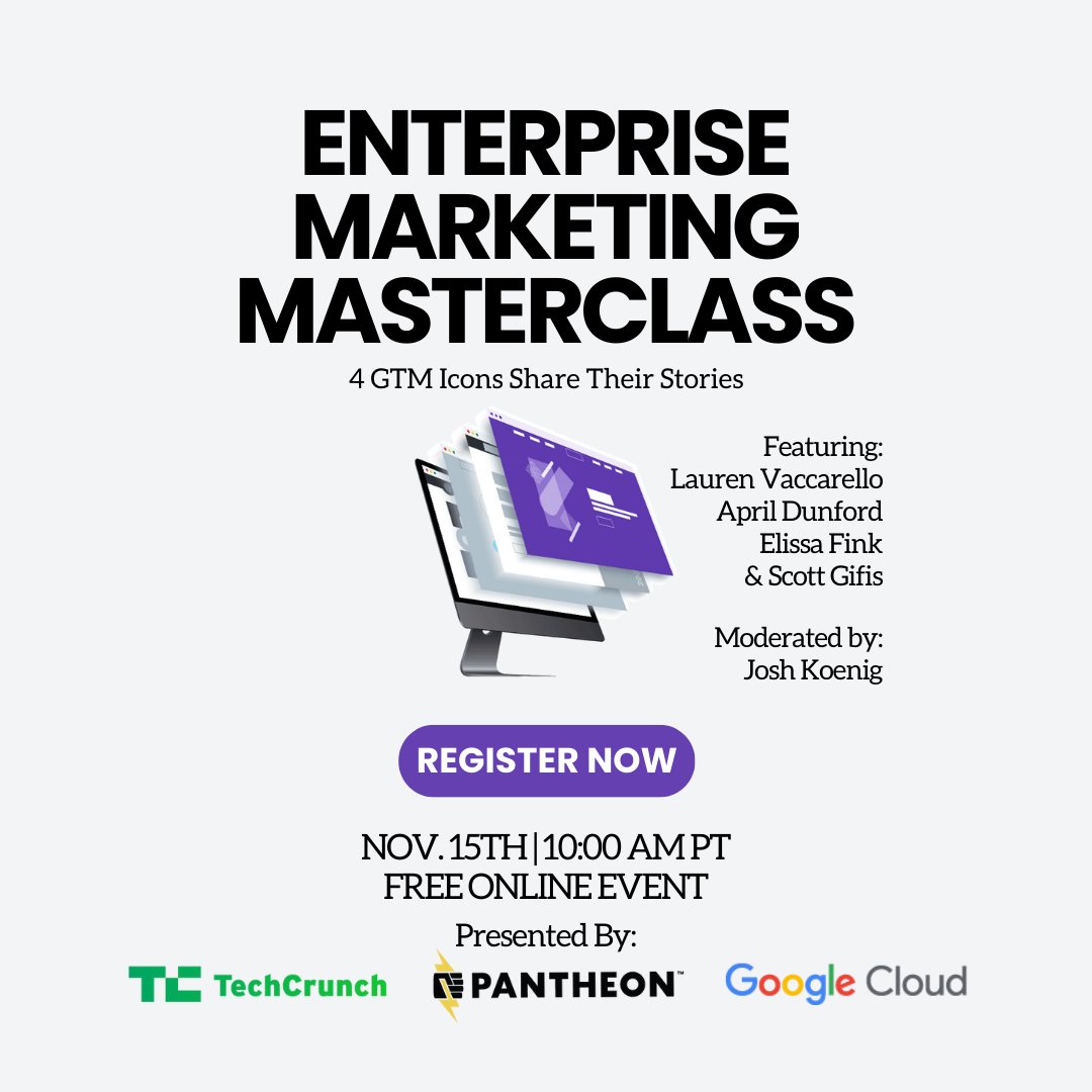 Grow your business by focusing on your most visible brand asset: your website.

Join this free marketing masterclass with <a href="/getpantheon/">Pantheon</a> and learn from the stories of four GTM icons who transformed their companies for epic growth.

Register now 👉 tcrn.ch/47zQuKh
