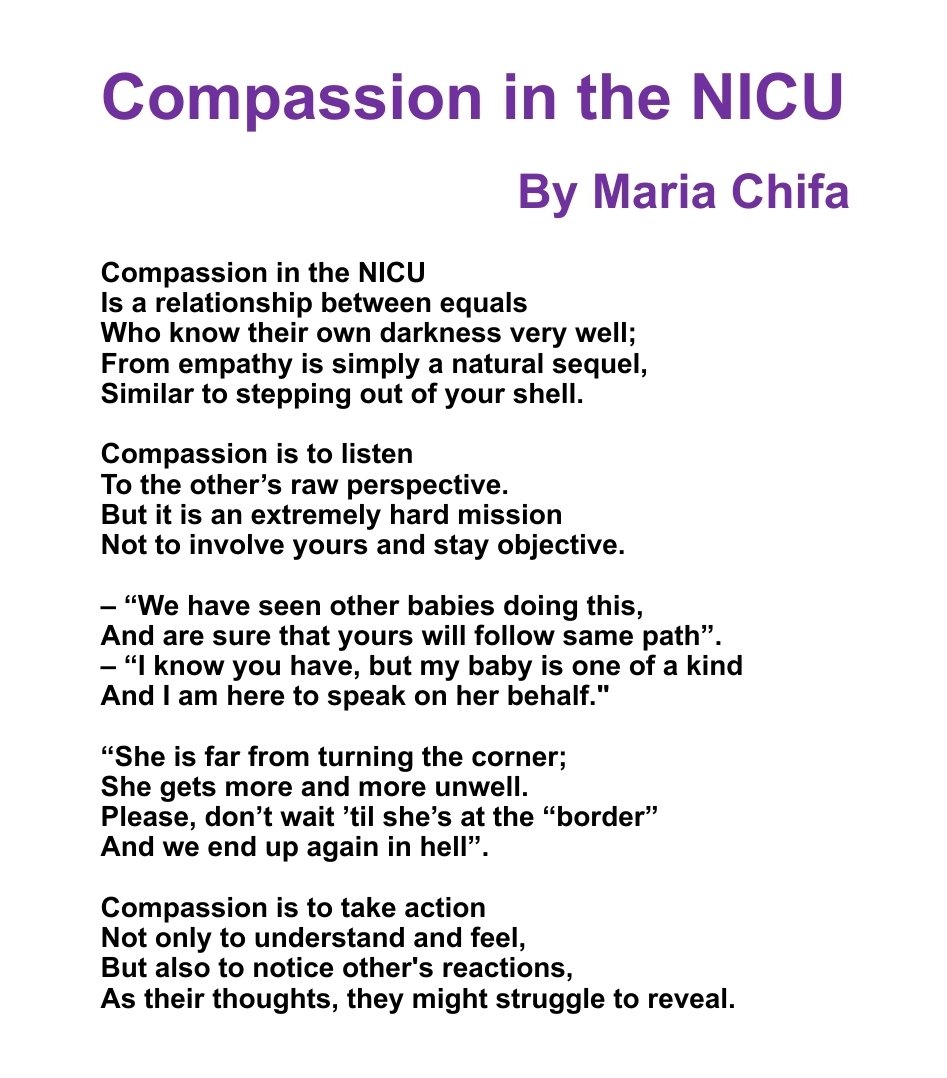 mariachifa5's tweet photo. Please, have a read of my new poem inspired by #Amy Brett's book 'Twenty four plus six'. It is about #compassion in the #NICU.
However, be compassionate everywhere, to everyone.
#prematurity #NICU #parentsandstaff #mustread #poetry #Authormum #callforcompassion https://t.co/oQ2nOQkuMo