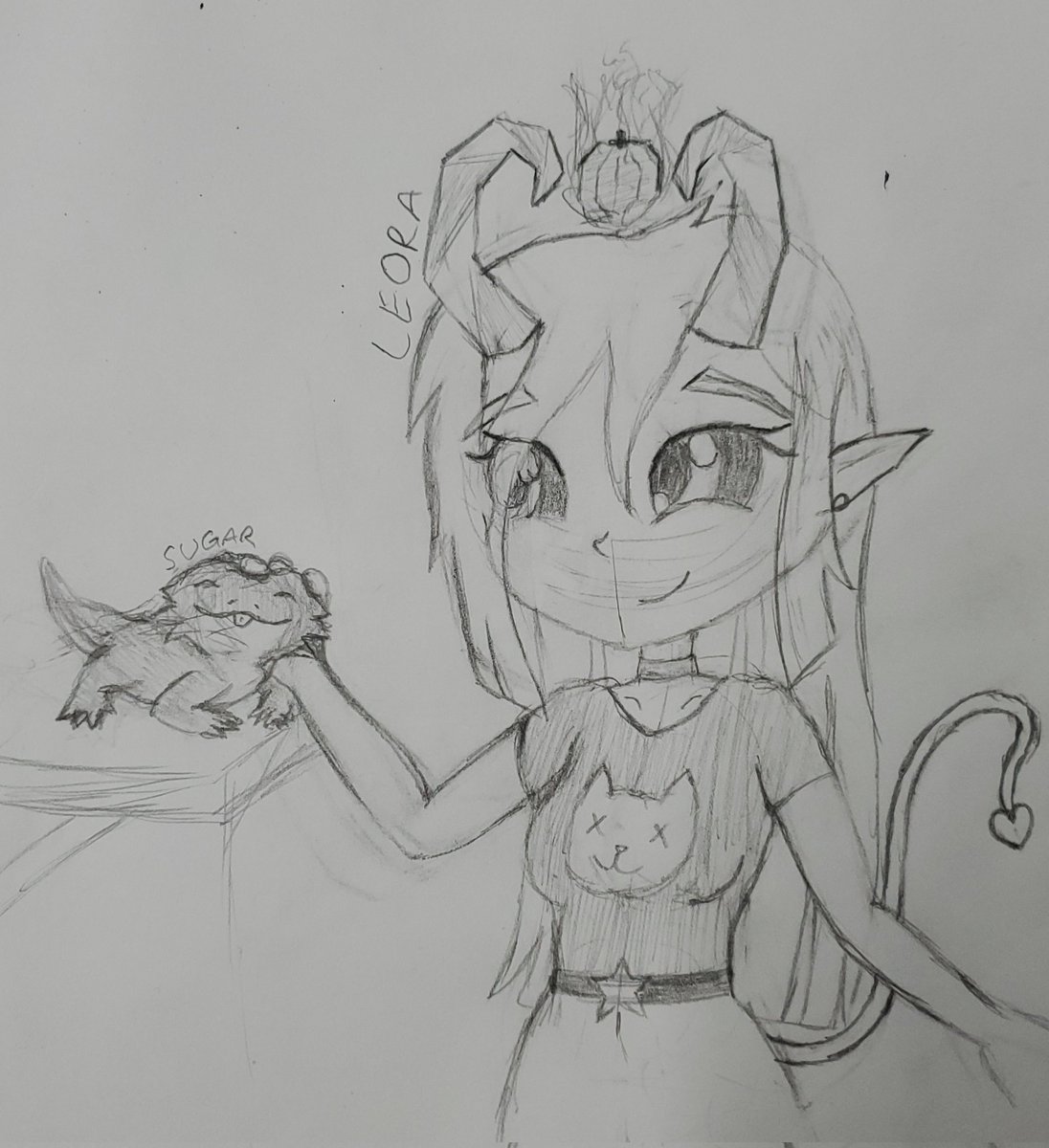 Idk if I've ever shared this OC here before but her Name is Leora and Sugar is her pet bearded dragon