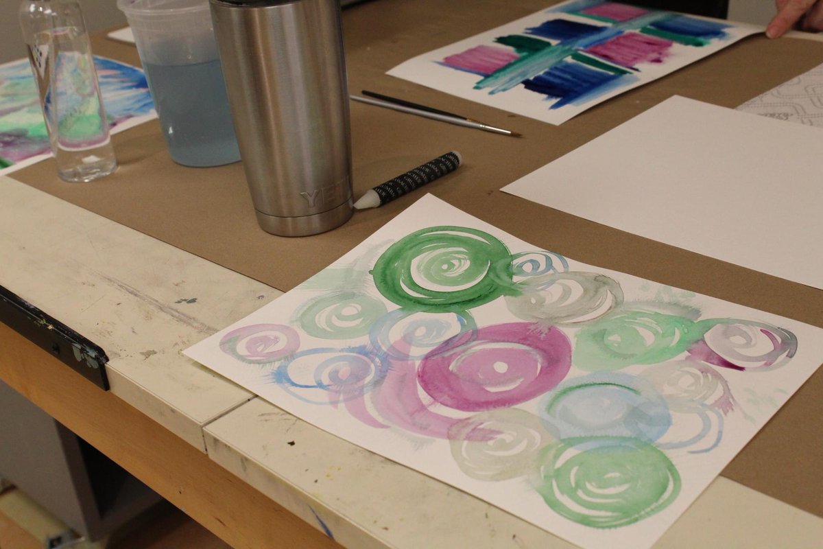 Last week our Abstract Watercolor Painting workshop inspired beautiful designs and creativity.  We hope to see you at a workshop in the spring semester!  Photos by Emily Wang.
