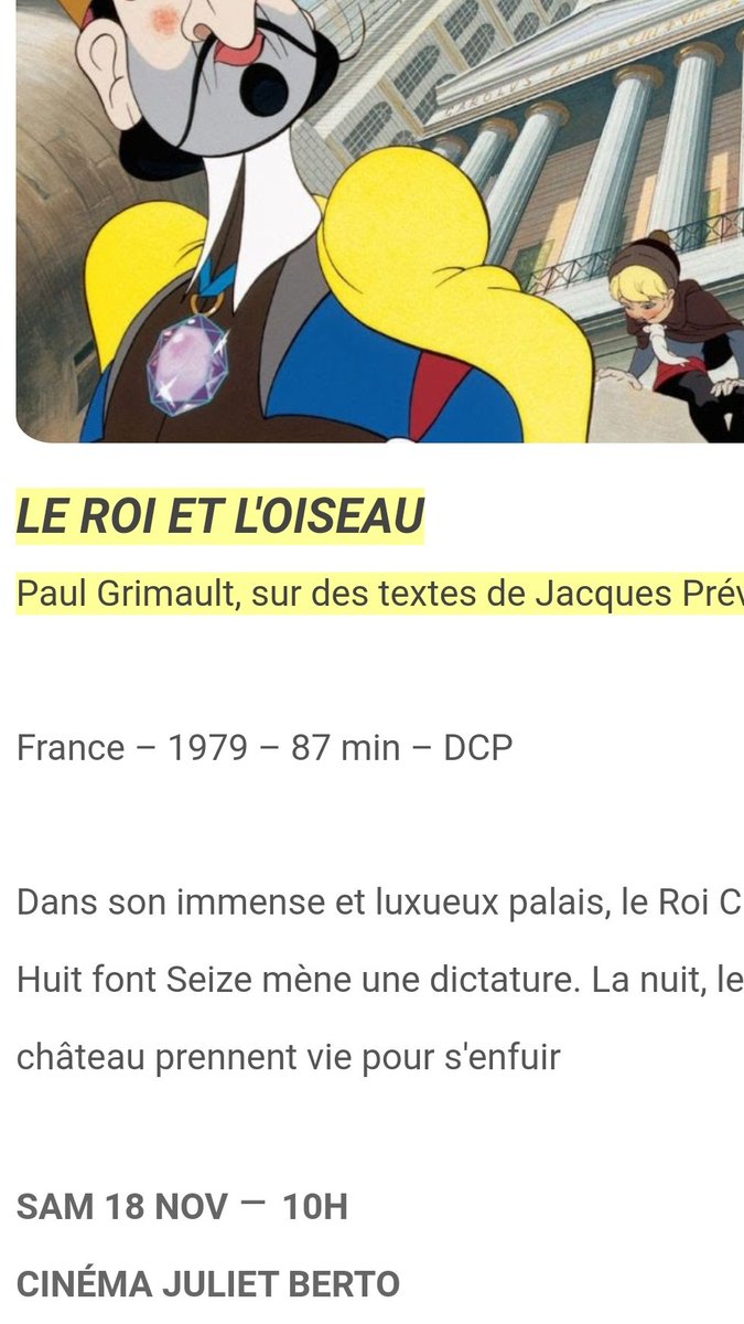 Francesca/Gary🔜🐘☮️🎶⛵ (@francescagary) on Twitter photo Attention chef d'oeuvre : film réalisation #PaulGrimault + " Paroles" #JacquesPrévert 1979, <a href="/cinemathequeG/">CinémathèqueGrenoble</a> sam 18/11/23à 10h. Attention chef d'oeuvre : film réalisation #PaulGrimault + " Paroles" #JacquesPrévert 1979, <a href="/cinemathequeG/">CinémathèqueGrenoble</a> sam 18/11/23à 10h.