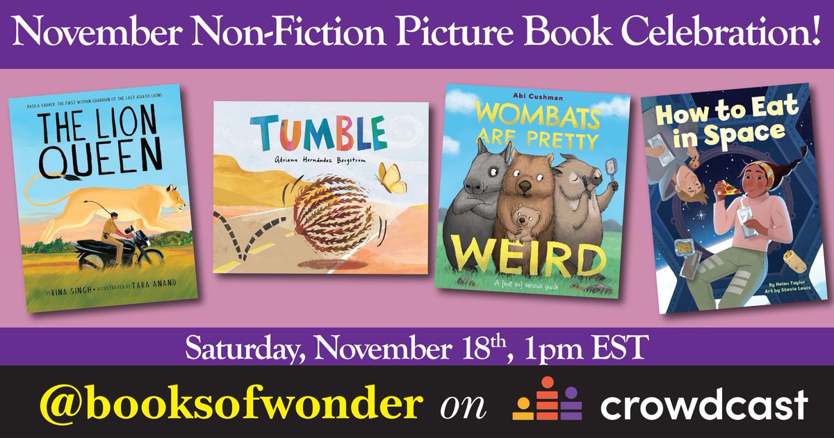I'm excited to join this @BooksofWonder panel celebrating a selection of new nonfiction PBs! Reserve a spot (it's free!) and tune in from anywhere this Saturday: tinyurl.com/cfyk5uxj #kidslovenonfiction #STEAM #librarians #teachers