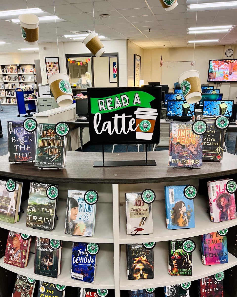 Read a latte, y’all! Your brain 🧠 will thank you for it!! ✌️❤️📚 #loveyourlibrary #highschoollibrary #learningcommons #bookdisplay #cobblms @McEachernHigh @ccalms @glma