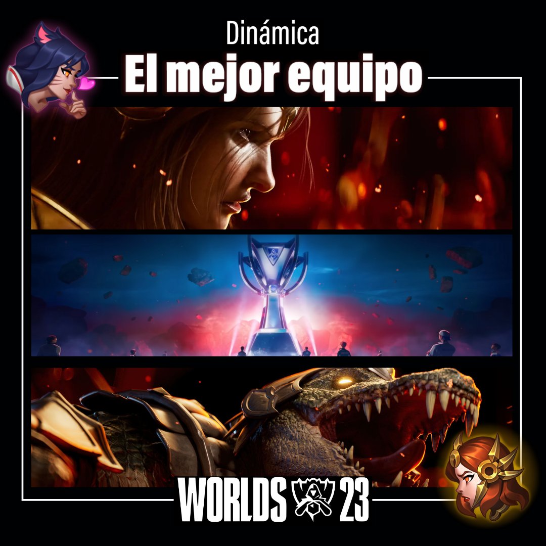 xbrunatw's tweet photo. ✨ Dinámica el mejor equipo ✨

Para participar ⚡
🔸Comenta tu equipo favorito de League of Legends 
🔸Sigue a @lollatam
🔸Like y Rt 🔄

Premios: 3 Skins de 1350 rp y 3 skins de 990 wc 🎁

🎉 Doble chance: Comenta por qué es tu equipo favorito con el #Worlds2023 ⚡️ https://t.co/cFZZ2bb4rs