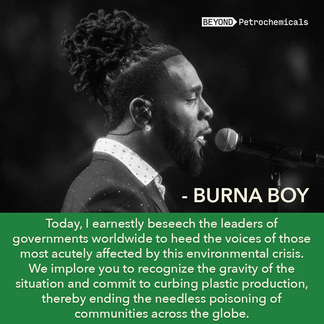 Grammy Award-winning musician, @BurnaBoy, shared a letter today addressed to delegates at the #GlobalPlasticsTreaty. #INC3 #PlasticsTreaty #IToldThemTour #BurnaBoy beyondpetrochemicals.org/news/statement…