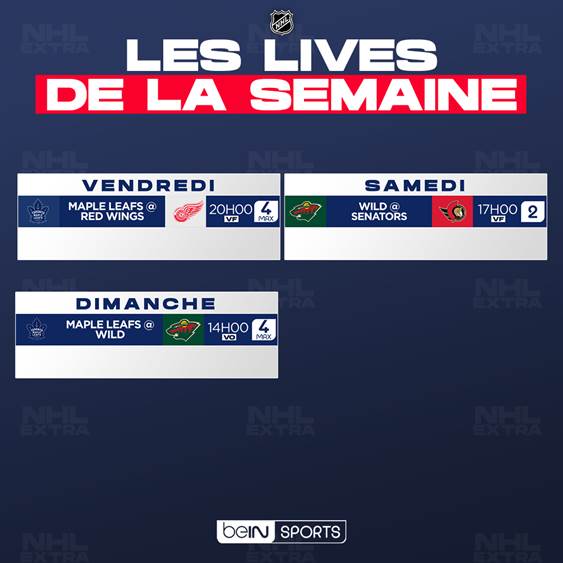 nhlextra_'s tweet photo. 3 matchs  à vivre cette semaine 

2 Matchs en VF
-Maple Leafs 🆚️ Red Wings (17/11)
- Wild 🆚️ Senators 
(18/11)

#NHLExtra https://t.co/mSsaMhiICK