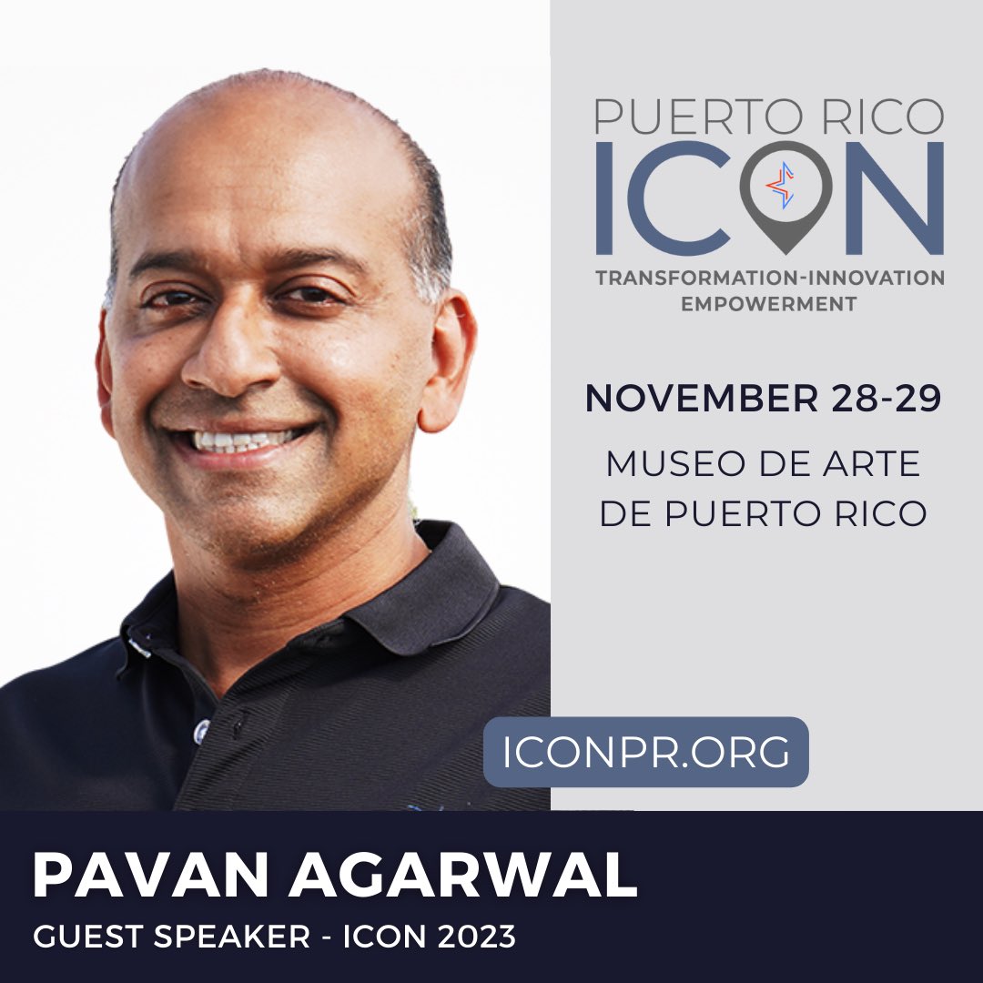 As a visionary leader in the Ai industry, <a href="/PavanCelligence/">Pavan Agarwal</a> pioneered tech-driven equality in financial services, making him an excellent speaker for our “Pioneering Puerto Rico: Shaping the Future through Innovation” Panel. 

Get your tickets online 🎟️ pricon2023.eventbrite.com