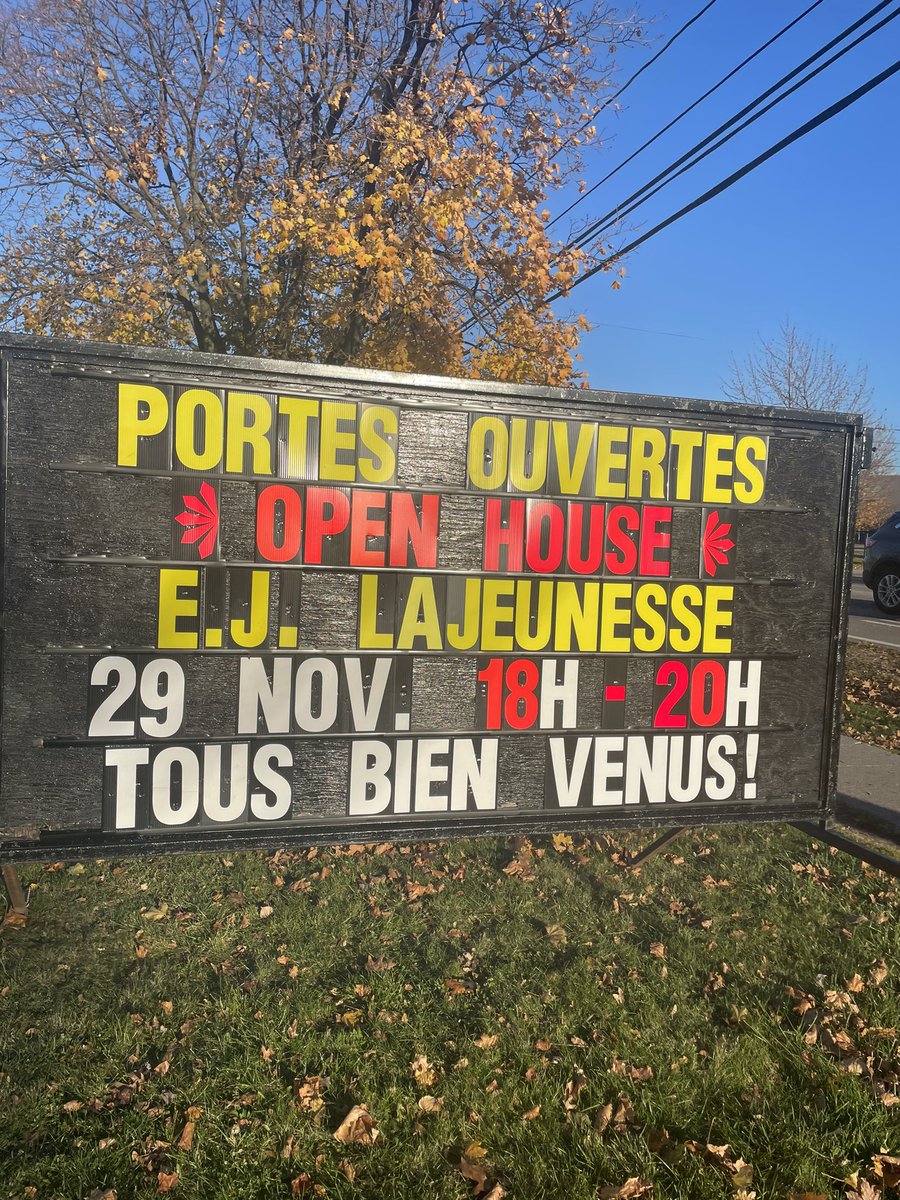 Rejoignez-nous pour nos portes ouvertes le 29 novembre à 18h à <a href="/ESCEJL/">École secondaire catholique E.J. Lajeunesse</a> ! Découvrez notre environnement éducatif, rencontrez notre équipe passionnée et explorez les opportunités offertes à nos élèves. On a hâte de vous accueillir ! 🚪✨ #PortesOuvertes #EJLajeunesse