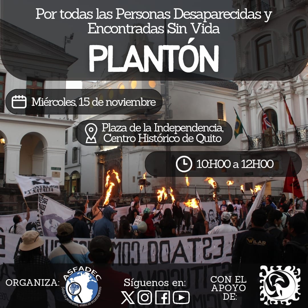 AsfadecEc's tweet photo. #Plantón, #DesaparecidxsEcuador

✊ ¡Exigimos memoria, verdad y justicia! ✊

En un llamado a la justicia y en memoria de aquellos que no pueden hablar por sí mismos, Asfadec te invita a nuestro plantón en la Plaza de la Independencia. 

#NadieSeCansa, #NosFaltanTodasyTodos https://t.co/NQ2sOVZZ3Z