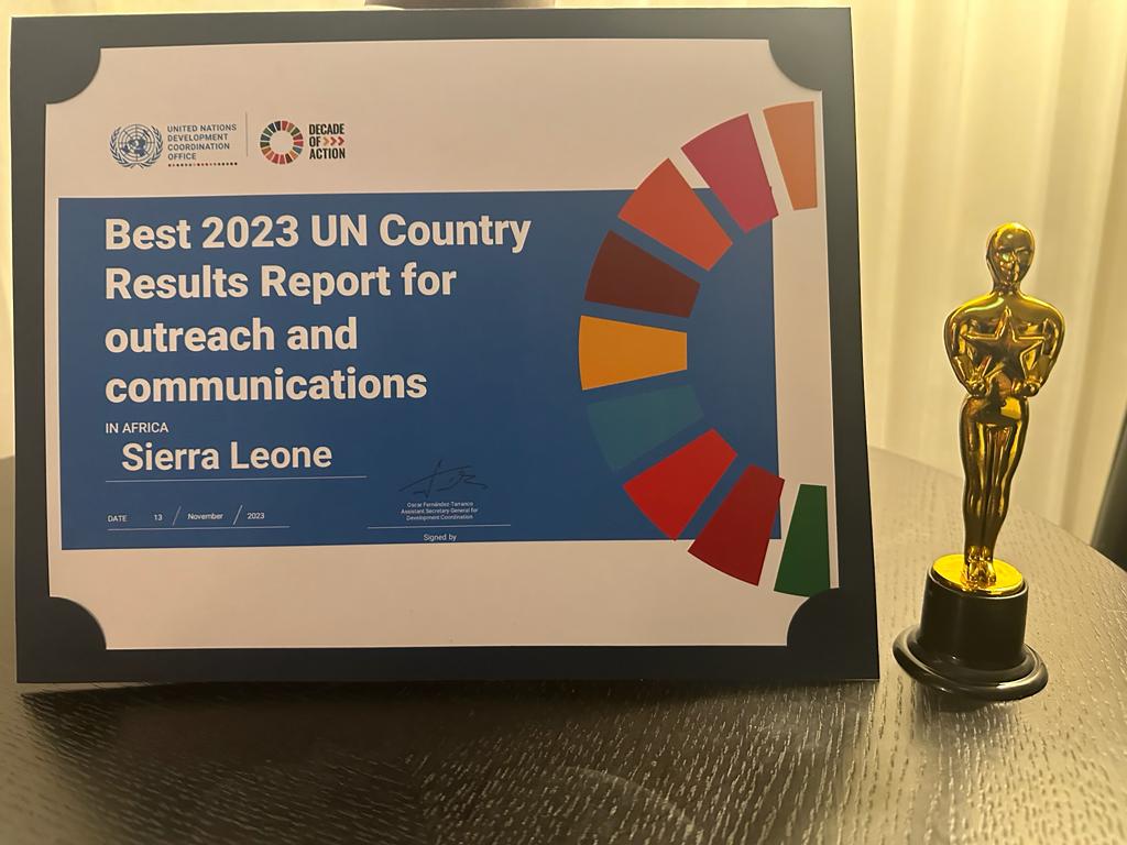 UNSierraLeone's tweet photo. A recognition of hardwork, commitment &amp; a dedication to duty. At @UNSierraLeone , we pat ourselves on the back for this award. https://t.co/JBNk4MD73U