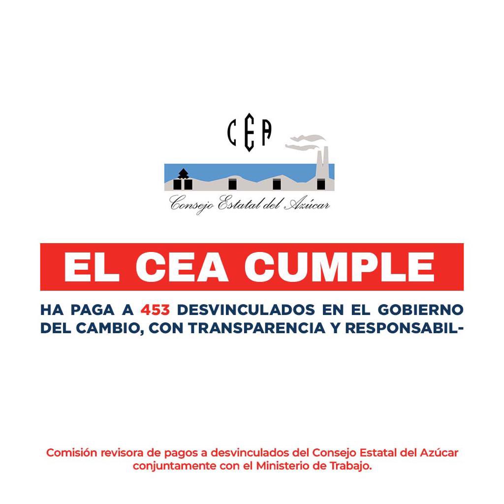 Está disponible en nuestra página Web el listado de los desvinculados a los cuales el Consejo Estatal del Azúcar ha pagado sus prestaciones laborales.     . Verifique el listado en el siguiente link: cea.gob.do/index.php/noti…