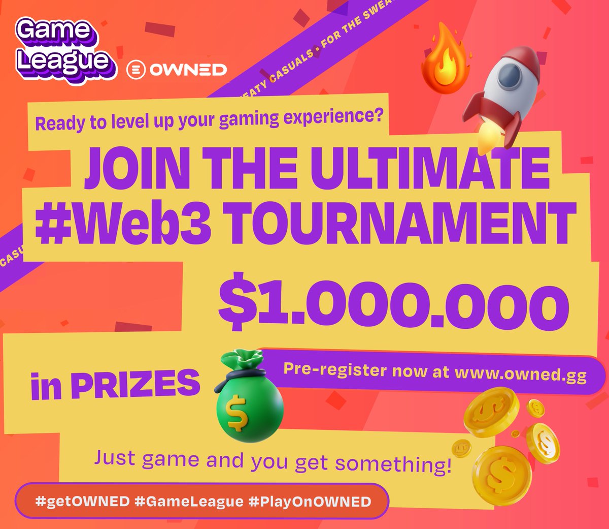 GafniYoni's tweet photo. #GetOwned #GameLeague #PlayOnOnwed #DeQuest
@playonowned Currently hosting #GameLeague, a gaming tournament with a $1,000,000 prize pool
1. Register to https://t.co/Cxxp5tBg3j and claim your Merc to get started
2. Start questing in https://t.co/fiq7EwtF36 to level up your Merc https://t.co/b64A0PEyXP