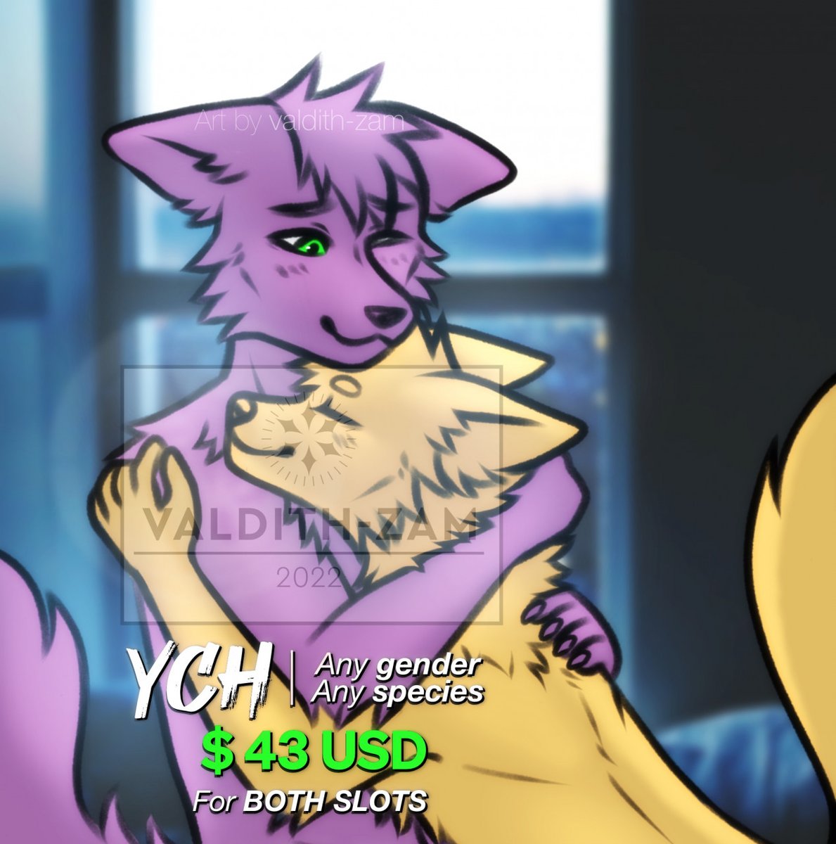 if anyone is interested in this ych, still available, multi-slot, info below! dm me if you're interested! 💜✅

#furryfandom #furryartwork #furryart #digitalart @ReArtistron #ychopen @FurryHelpers @art_booster @TheDealersDen #yourcharacterhere #furryartist #ychcommission