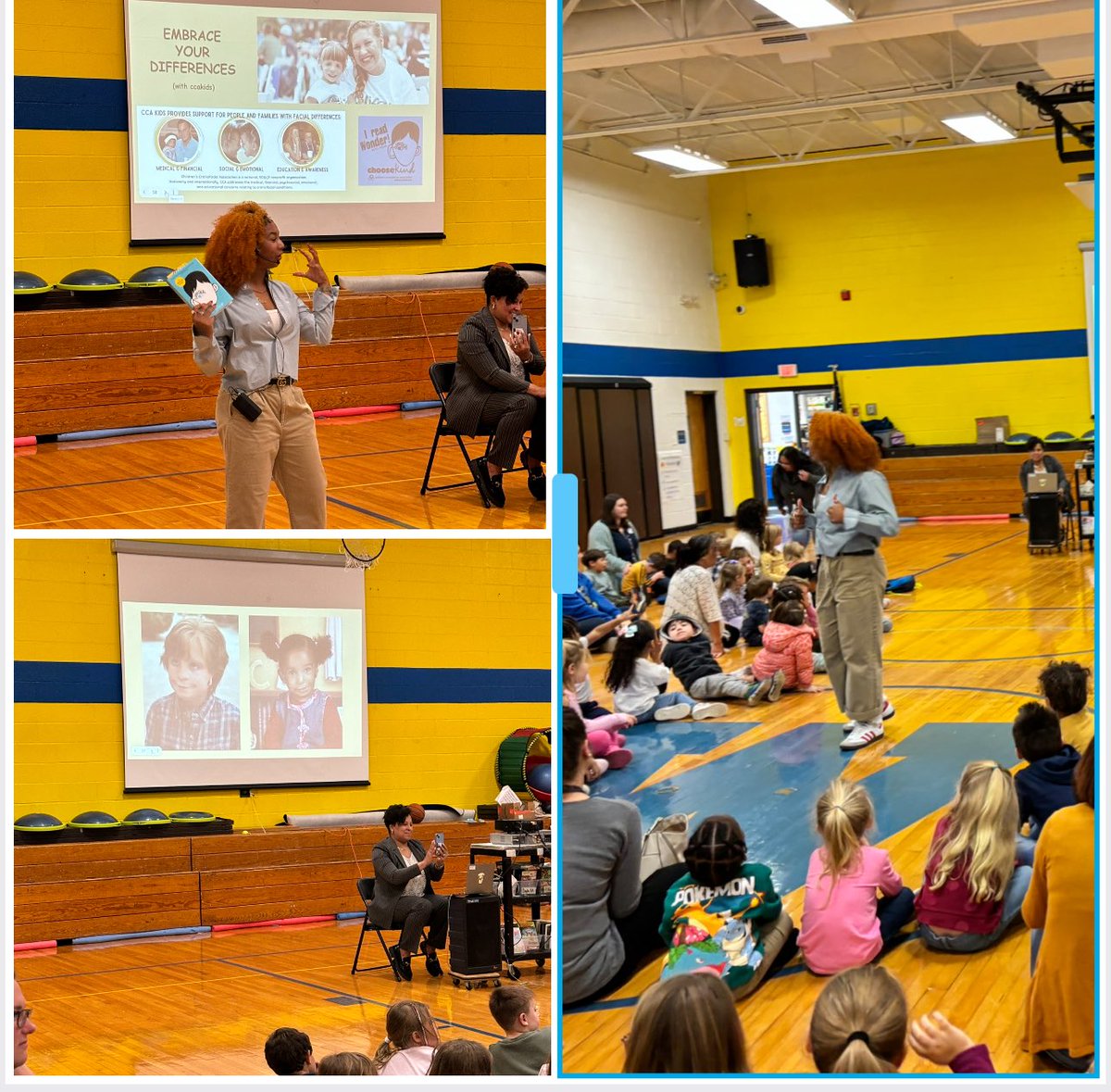 WhitingWildcats's tweet photo. World Kindness Day brought a special guest to discuss her ability!! Our culminating activity for Wonder. #ccakids #differencesarebeautiful https://t.co/zBvUd151cE