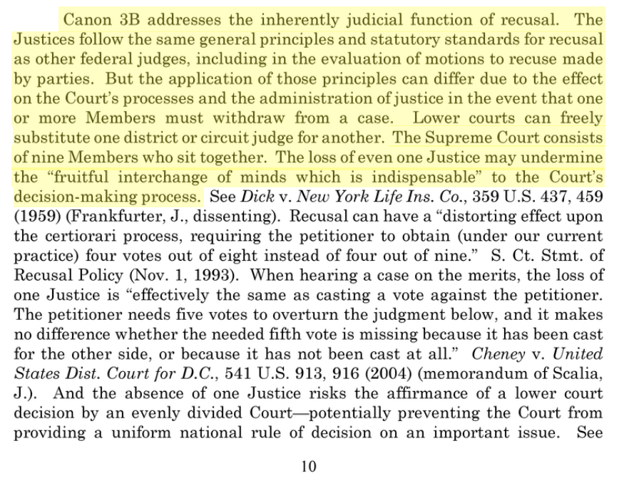 DeliberativeDem's tweet photo. @LeahLitman On the plus side: the Justices openly admit that they cannot do their job ethically unless we #ExpandTheCourt https://t.co/tR3evn6KgK