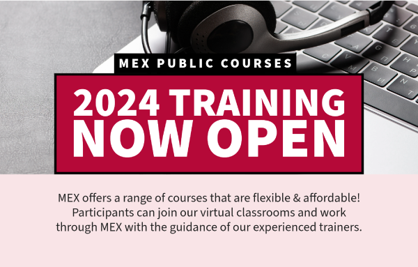 Online Training dates for 2024 are now live! The first half of the year is very popular, so get in quick and lock in your spot for the new year!

Visit our website to view available course dates and to enrol now - mex.com.au/Services/Train…
