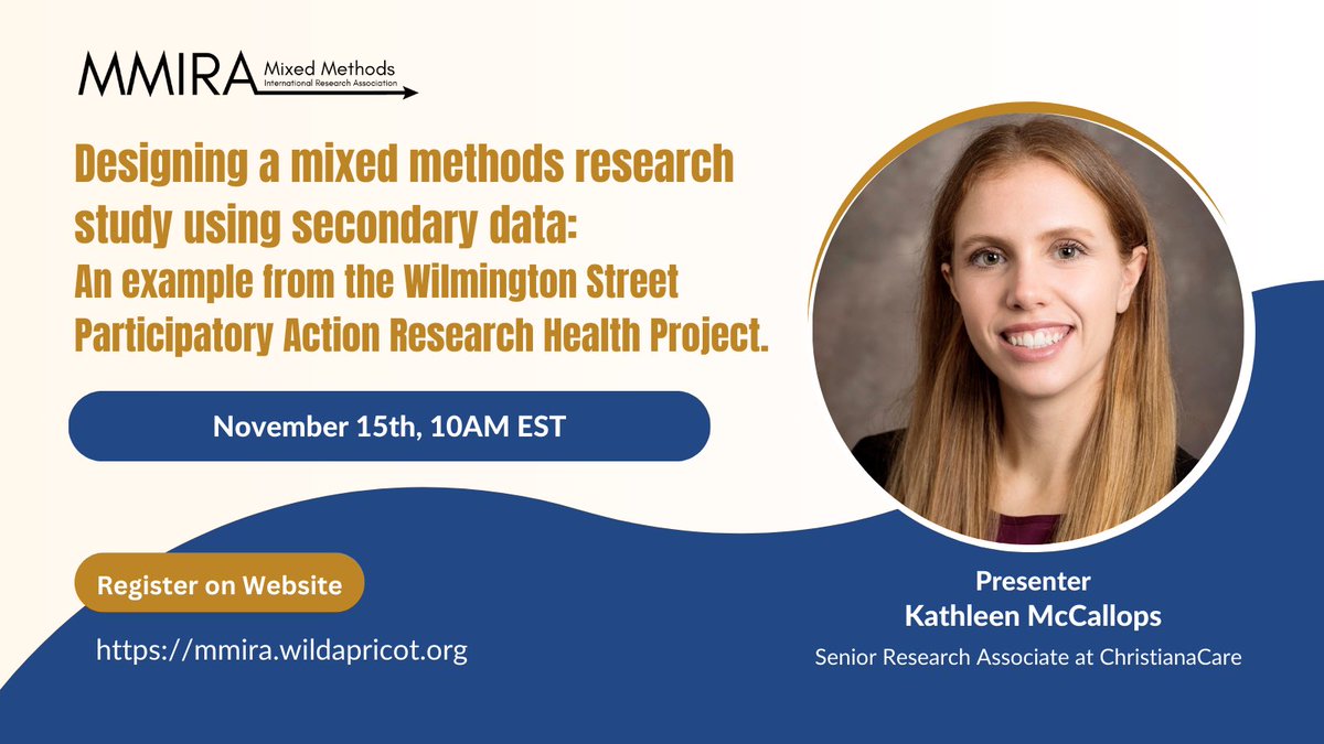 @MMIRAassociation asks "Would you like to know how to design a mixed methods study using secondary data??"
Attend MMIRA's FREE upcoming Webinar below on November 15 @ 10:00 AM EST.
Please register on MMIRA's website mmira.wildapricot.org ASAP