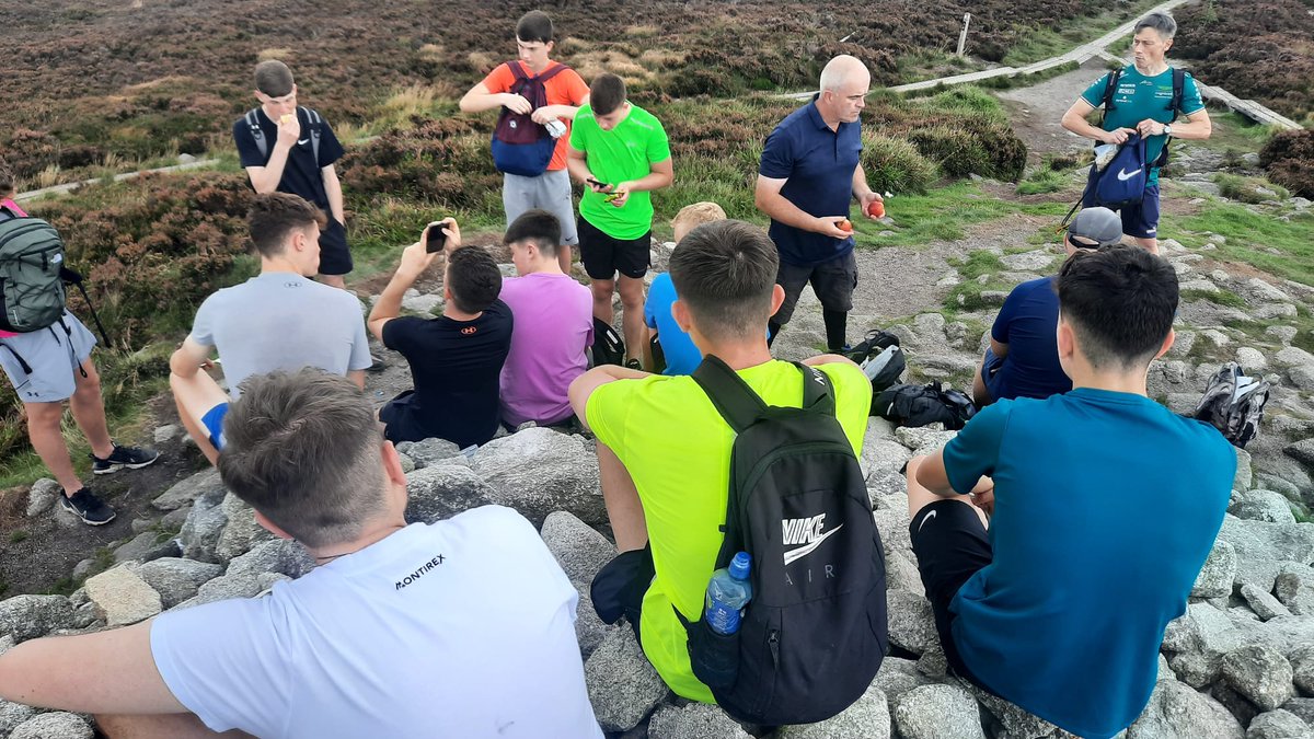 The u16 teams climbed Ticknock on the 10th of September to fundraise for Stewarts School . Each player got a sponsorship card and the group managed to raise €1255 . Thanks to all our sponsors and Damian Flynn of Creative Binding Solutions Ltd for his printin #proudclub
