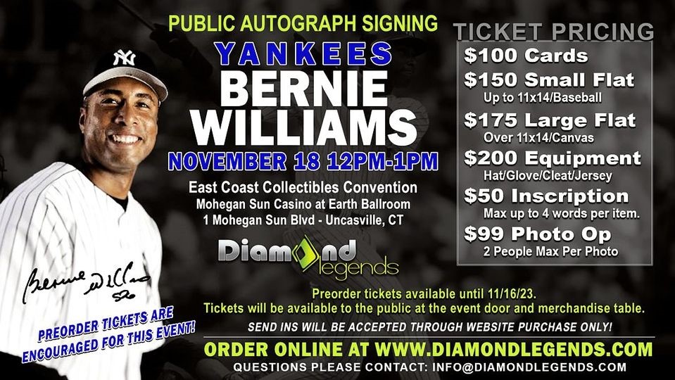 Very excited to be coming to Mohegan Sun this Sat Nov 18 meeting fans for a signing from 12-1 pm as part of the East Coast Collectibles Convention. Log onto diamondlegends.com/collections/up… for info and tickets!