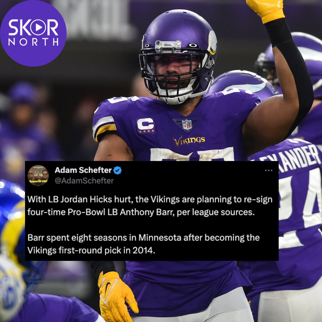 JUST IN: The #Vikings are bringing back former LB Anthony Barr! #SKOL