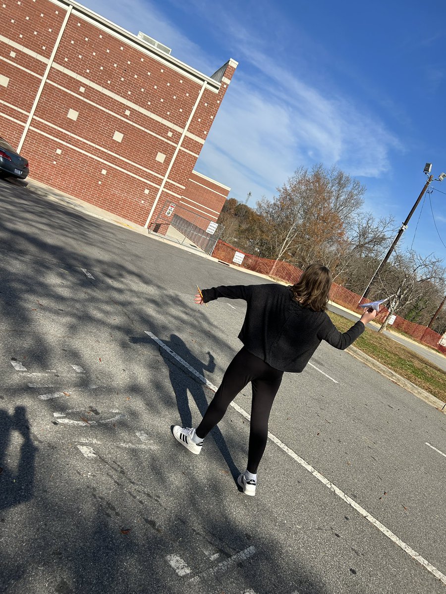 ELA Students created and flew paper airplanes as they learned about prepositional phrases #concretelearning