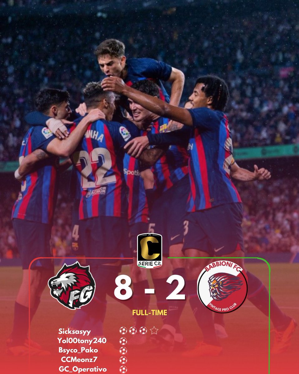 ❤ 𝑭𝑼𝑳𝑳 𝑻𝑰𝑴𝑬 🖤
🏆| <a href="/VPGItaly/">Virtual Pro Gaming Italy 🇮🇹</a>
🗓| 9° Giornata 
🆚| <a href="/BabbioniFC/">Babbioni FC</a>
✅| 8️⃣ - 2️⃣

⚽️⚽️⚽️| <a href="/sicksasyy/">9</a>
⚽️| @Yol00tony240
⚽️| Autogol 
⚽️| @mirkomeonigk
⚽️| <a href="/EderMilitao17/">Bsyco_Pako</a>
⚽️| #GC_Operativo 

👟| @Yol00tony240
👟👟| #AndyWRLDD 

⭐| <a href="/sicksasyy/">9</a>