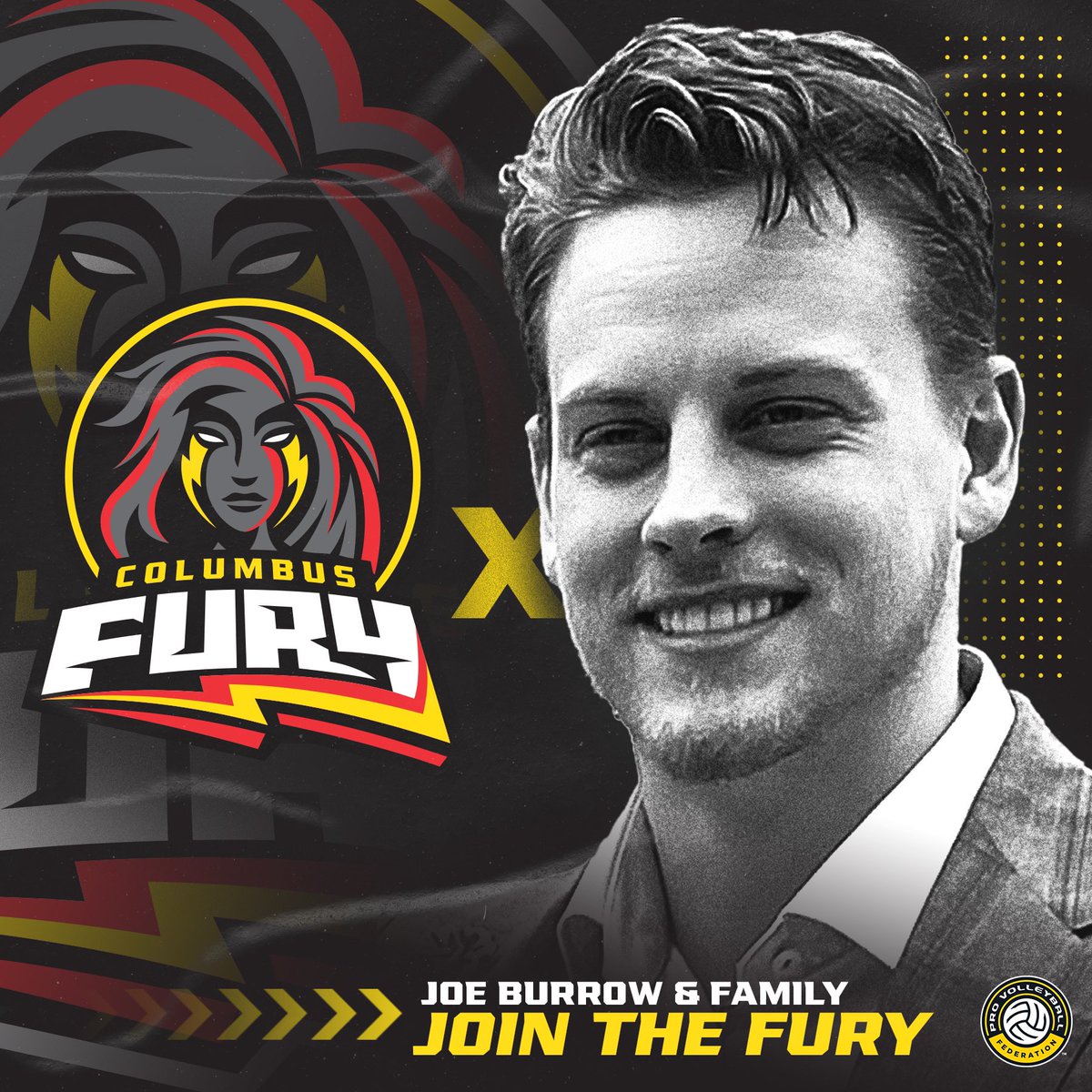 Joe Burrow and Burrow family are now part of @columbusfury ownership group 😎 #RallyWithUs #RealProVolleyball #ProVolleyball