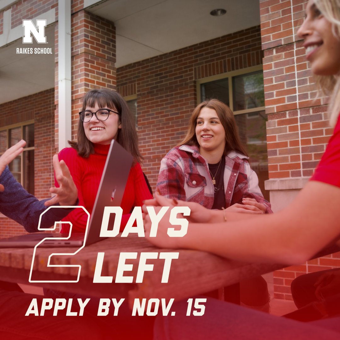 High school seniors—have you applied for the Raikes School yet? Applications for Cohort 2024 officially close TWO DAYS from today!

Apply at raikes.unl.edu/apply-online 💻📝

#RaikesSchool #Apply #UNL