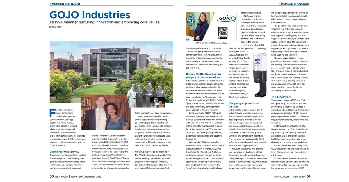 PURELL Brand (@purell) on Twitter photo Congrats to <a href="/ISSAworldwide/">ISSA</a> on 100 impactful years. We're excited to be at <a href="/ISSAShowNA/">ISSA Show North America</a> in Las Vegas this week (booth 3628) & to be featured in this centennial celebration issue of <a href="/ISSAToday/">ISSA Today</a>. Check out the article on pg. 50: lnkd.in/d8edw_Mm #ISSA2023! #PURELL #issashow23 Congrats to <a href="/ISSAworldwide/">ISSA</a> on 100 impactful years. We're excited to be at <a href="/ISSAShowNA/">ISSA Show North America</a> in Las Vegas this week (booth 3628) & to be featured in this centennial celebration issue of <a href="/ISSAToday/">ISSA Today</a>. Check out the article on pg. 50: lnkd.in/d8edw_Mm #ISSA2023! #PURELL #issashow23