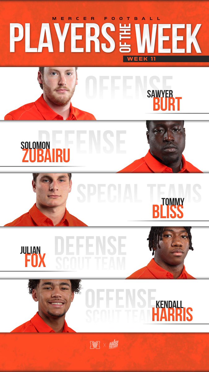 Congrats to our Week 1️⃣1️⃣ Players of the Week! @sawyer_burt @5langg @BliTommy @officialfox25 @Kendall_Harris7 #RaiseTheBar | #RoarTogether