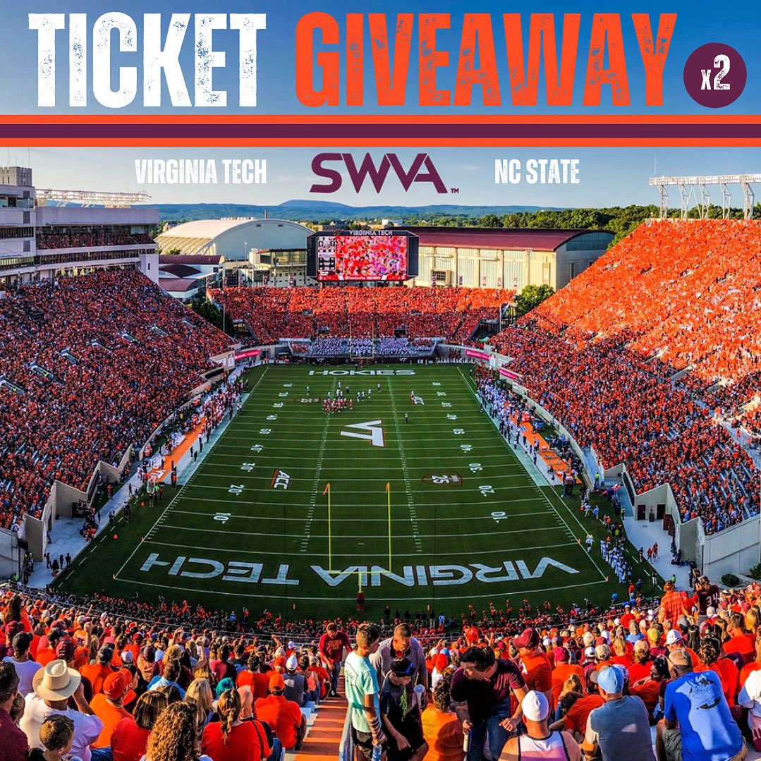 theswvashop's tweet image. 🔥TICKET GIVEAWAY🔥 Enter below for a chance to win 2️⃣ tickets for this weekend’s game against NC State‼️ 

Please see how to enter below: 

1) Follow The SWVA Shop
2) Retweet and like!
3) Mention 2 friends in the comments

The winner will be selected on Thurs. at 8 PM. Good…
