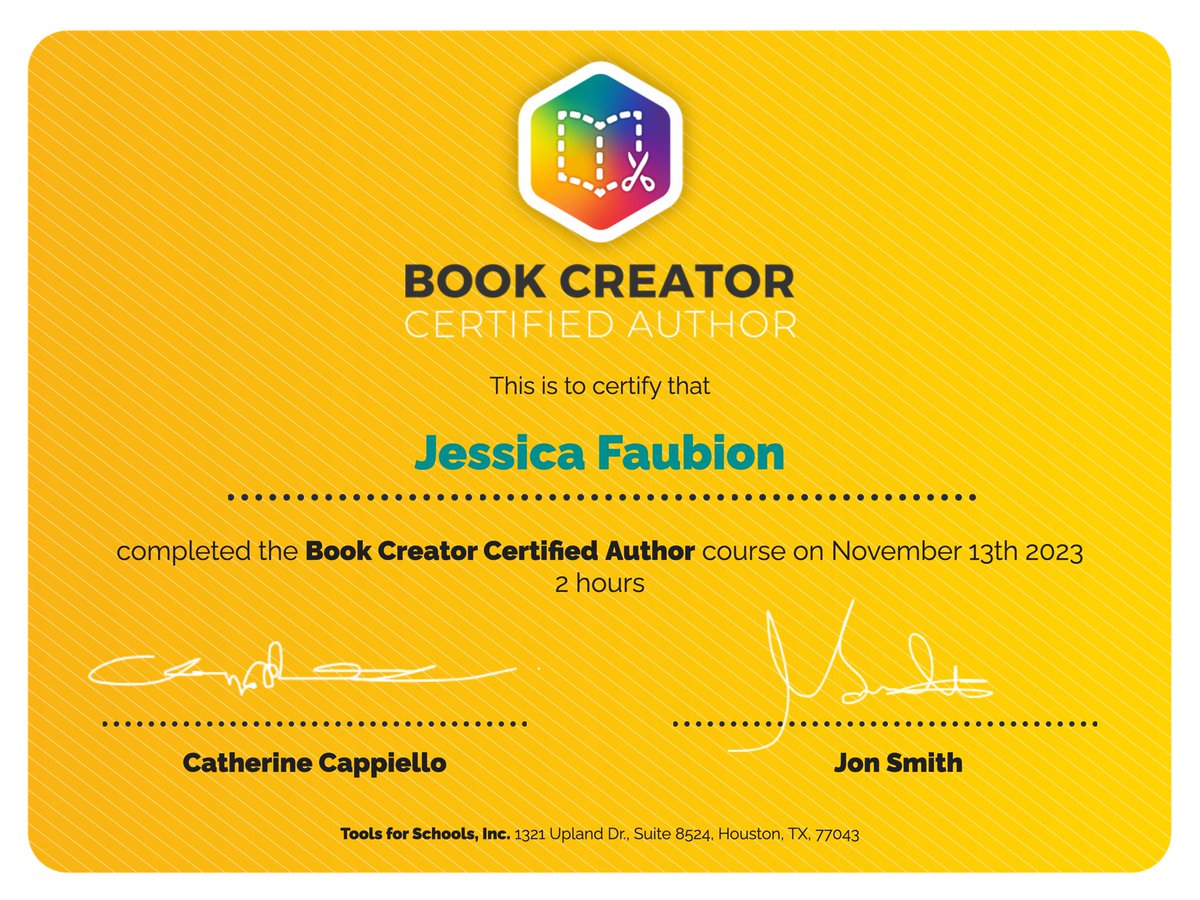 jess_faubion's tweet photo. I'm now a certified author with Book Creator! 📚🌟 The accessibility features blew me away—can't wait to create lessons. Thanks, @BookCreatorApp! 🚀✨ #CertifiedAuthor #BookCreatorAdventures #bookcreator https://t.co/JFFC2CPx1h