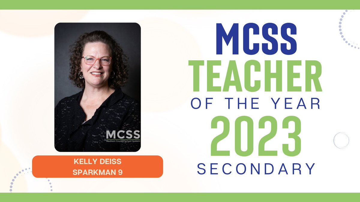Celebrating our outstanding educators at MCSS! Faith Brandon Walker from New Market School is the Elementary School Teacher of the Year, while Kelly Deiss from Sparkman Ninth Grade is named Secondary School Teacher of the Year. Join us in applauding these exceptional teachers.