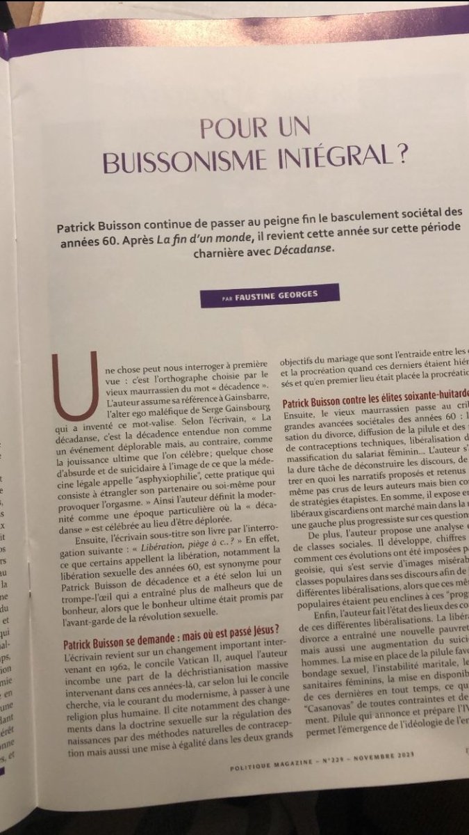 Je souhaite remercier <a href="/Politique_mag/">Politique magazine</a> de publier mon premier article papier, ainsi que <a href="/RodolpheCart/">Rodolphe Cart 🇨🇵</a> dans son soutien dans mon écriture. 🙏