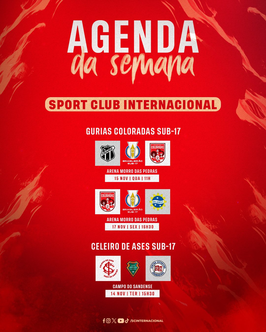 🗓📌 Anota aí na agenda os - Sport Club Internacional